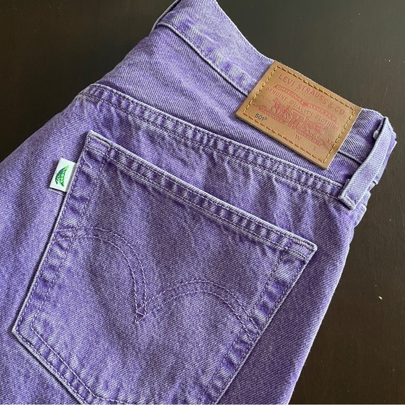 LEVI'S FRESH 501 Original Crop Jean Botanical Lavender Pea Tab Poetcore Pastel - Picture 4 of 13